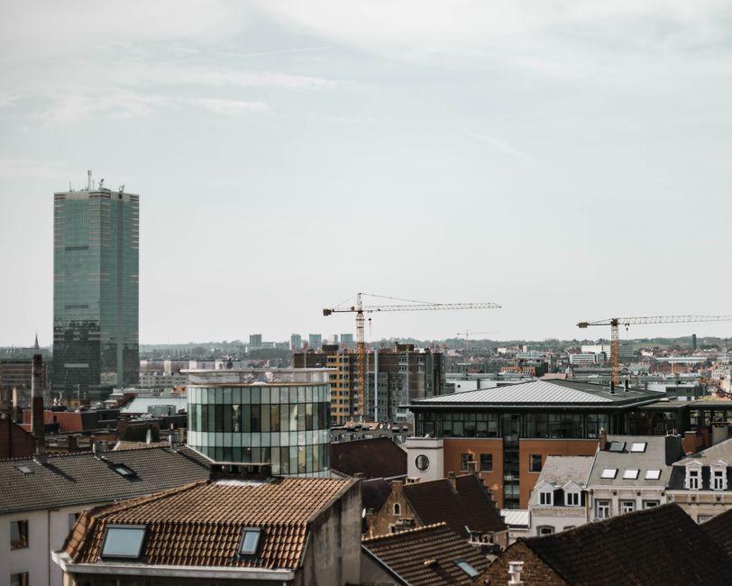City Buildings under the White Sky