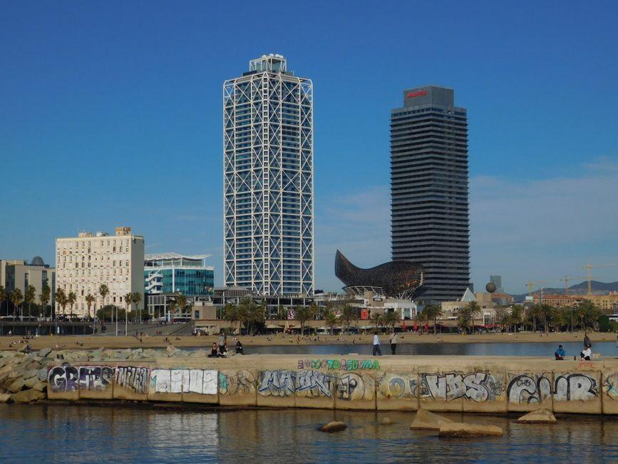 Barcelona Skyline with Iconic Buildings and Beach